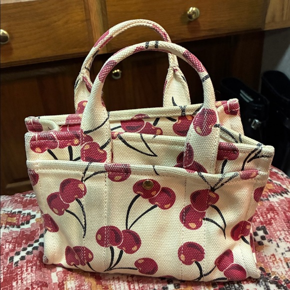 EUC Coach Cherry Canvas Mini Tote Bag - Picture 2 of 10
